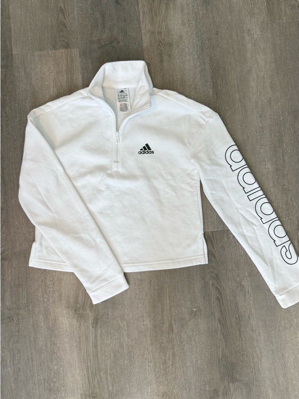 adidas White Half-Zip Pullover with Black Logo
